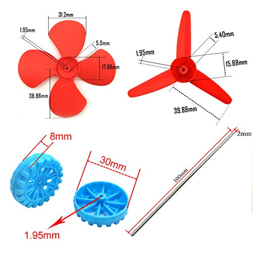 18 Set DC Motors Kit, Mini Electric Hobby Motor 3V -12V 25000 RPM Strong Magnetic with Shaft Propeller, 2 x AA Battery Holder,9V Battery Clip Connector,Plastic Wheels for DIY Science Projects