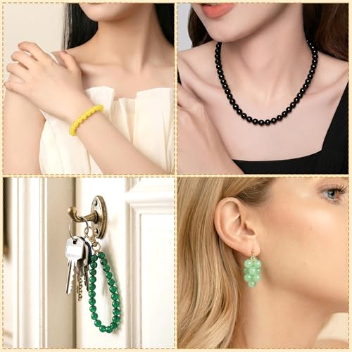 500Pcs Green 6mm Glass Beads for Jewelry Making - color: Light Green