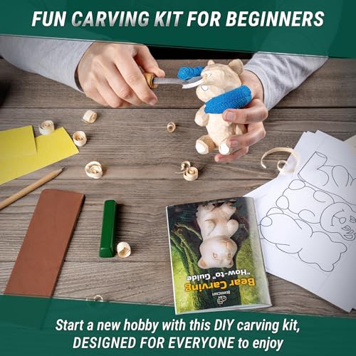 BeaverCraft Wood Carving Kit for Beginners DIY05 with Wood Carving Knife & Basswood Blocks, Whittling Kit for Beginners Adults and Teens DIY03 Wizard