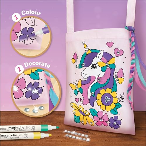 Imagimake DIY Unicorn Fabric Art Kit | Color Your Own Bag & Pouch, Ages 5+ - style: Fabric Art Kit