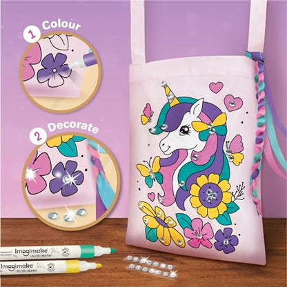 Imagimake DIY Unicorn Fabric Art Kit | Color Your Own Bag & Pouch, Ages 5+ - style: Fabric Art Kit