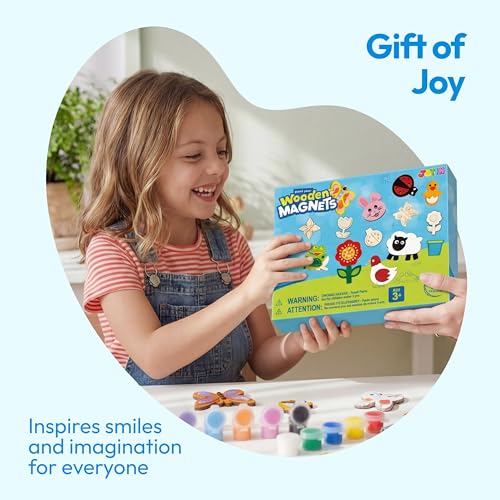 JOYIN 12 Wooden Magnet Painting Kit - Arts and Crafts for Kids Ages 3-8 - style: Nature