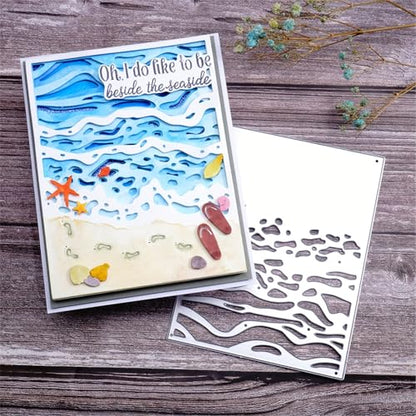 Lapoo Geometric Cutting Die for Scrapbooking - Durable, Cut Stencils for DIY Scrapbook Photo Album Decorative Paper Card, Card Making Supplies (Summer Beach 5.5 x 4.3 in) - style: Summer Beach 5.5 x 4.3 in