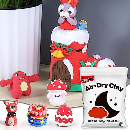ifergoo 500g Red Air Dry Clay, 1.1LBS DIY Creative Modeling Clay for Kids - color: Red/500g