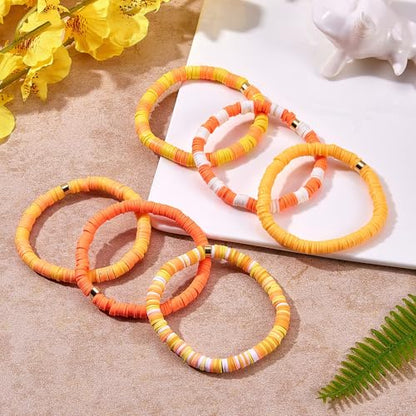 4000pcs Light Orange Clay Beads,6mm Heishi Bead Polymer Flat Round Disc Bulk Beads for Jewelry Making,DIY Friendship Bracelet and Necklace Craft - color: Light Orange