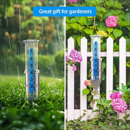 Rain Gauge Outdoor, 7" Capacity Large Rain Gauge Outdoors (Silver) - color: silver
