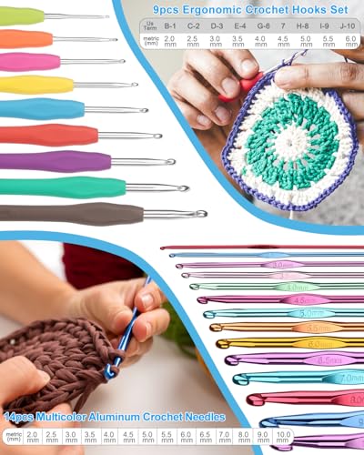 Aeelike Crochet Kits for Beginners Adults Kids, Complete Crochet Set, Blue - color: Light Blue