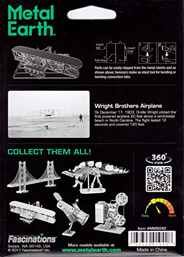 Metal Earth Wright Brothers Airplane 3D Metal Model Kit Fascinations
