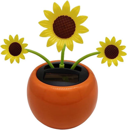 Yellow Solar Powered Dancing Flower, Decoration Gift, Swinging Dancer, No Battery Required, Sunflower Flower Solar Power Kits (Sun Flower)
