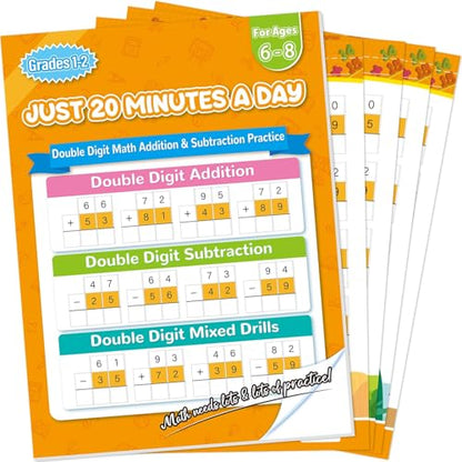 Addition and Subtraction Workbook Double Digit Math Problem Workbook for 1st Grade 2nd Grade 3rd Graders, Addition&Subtraction Worksheets for Ages 5-9, Math Repetition Exercise Daily, 56 Pages - style: Level 3（Addition and Subtraction）