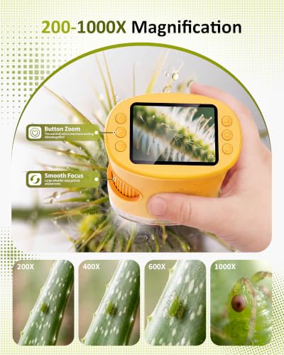 1000X Handheld Digital Microscope for Kids: Pocket Microscope for Stem Toy - color: Yellow