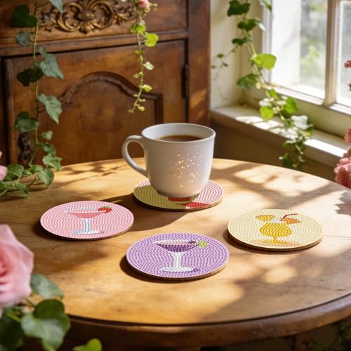 Leatrice 8PCS Diamond Art Coasters Set Diamond Painting Kits for Adults - color: AB cup