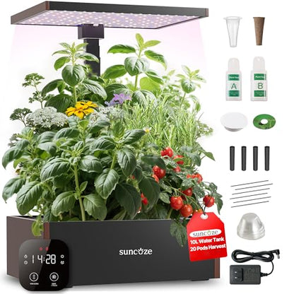 SUNCOZE Smart Hydroponics Growing System, 20 Pods, 25 in Adjustable Height - color: Black