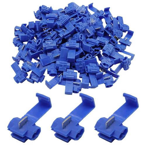 100 Pcs Quick Splice Wire Connector, 18-14 AWG, Blue - size: 18-14 AWG 100