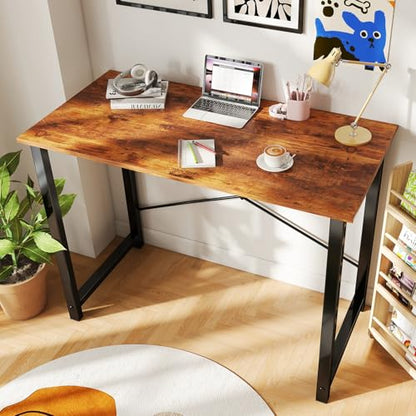DUMOS 40 Inch Small Computer Desk, Gaming Desks for Home Office Bedroom - color: Wood Brown, size: 40 Inch-1 Pack