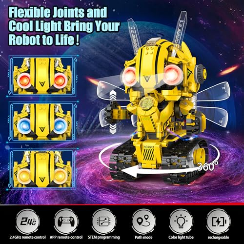 Yerloa Robot Building Kit STEM Gifts for Ages 8-13 with App & Remote Control, 5 in 1 Building Set Coding Robotic Toys for Ages 6 7 8 9 10 11 12 Years Old Boy Girl Easter Birthday Gifts (673pcs)