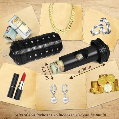 CoEjokno Da Vinci Code Numeric Cryptex Money Puzzle Box for Cash Gift, Jewelry Box with Hidden Compartment, Unique Puzzle Gift for Adults Brain Teaser Valentine’s Day Wedding & Anniversary Present - color: Black