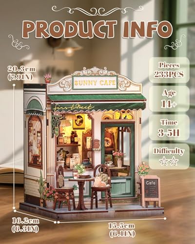 Cutefun Book Nook Kit - DIY Miniature Dollhouse Kit for Adults and Teens - color: Sunny Cafe