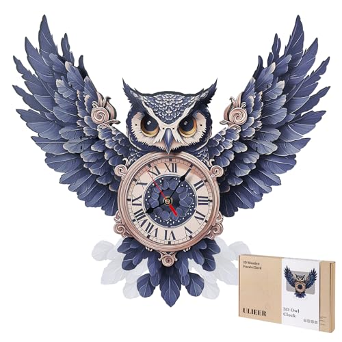 3D Puzzles for Adults Owl Clock Crafts for Adults Wooden Puzzles - color: Owl Clock