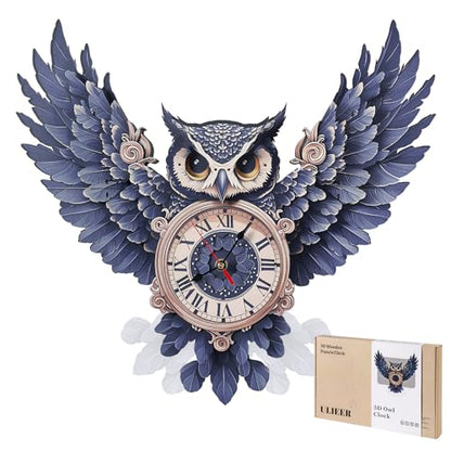 3D Puzzles for Adults Owl Clock Crafts for Adults Wooden Puzzles - color: Owl Clock