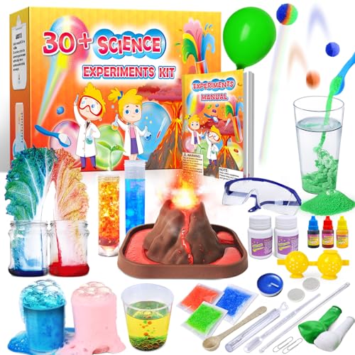 UNGLINGA 30+ Experiments Science Kits for Kids, S.T.E.M Educational Project Activities Toys Gifts for Boys Girls, Chemistry Set, Bouncy Ball, Volcano Eruption