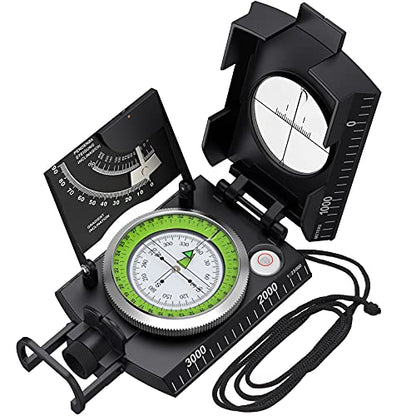 Proster Lensatic Sighting Compass IP65 Waterproof with Clinometer Bag - color: Black Compass