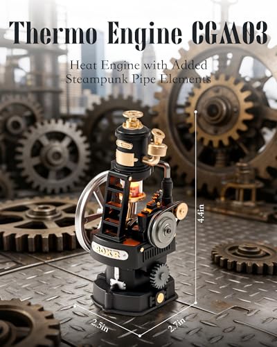 ROKR Thermo Engine Mechanical 3D Puzzle, Lighted DIY Building Set for Adults, Building Kits, Desk Decor & Birthday Gifts, Connectable to Mechmix Series