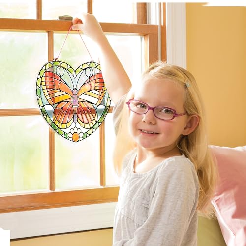 Melissa & Doug Stained Glass Made Easy Activity Kit: Butterfly - 140+ Stickers Kids Sticker Stained Glass Craft Kit; Sun Catchers for Kids Ages 5+