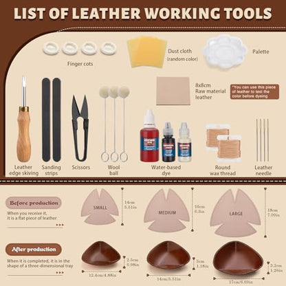 CBHGFEA Leather Crafting Kit, Vegetable Tanned Leather Tray Kit (S, M, L) - color: Style B