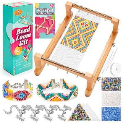PP OPOUNT Adjustable Bead Loom Kit, Wood Loom Beading Supplies with Detailed Instructions, Practical Jewelry Making Accessories, Beading Loom Kits for Adults Jewelry Making Bracelets Belts - size: 512 PCS
