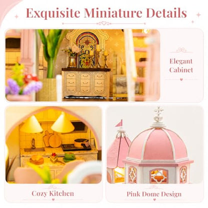 DIY Book Nook Kit with LED Light, Miniature Dollhouse, 3D Wooden Puzzle, Bookshelf Insert Decor Craft Gift (750 PCs Windsor Castle) - style: Windsor Castle 750pcs