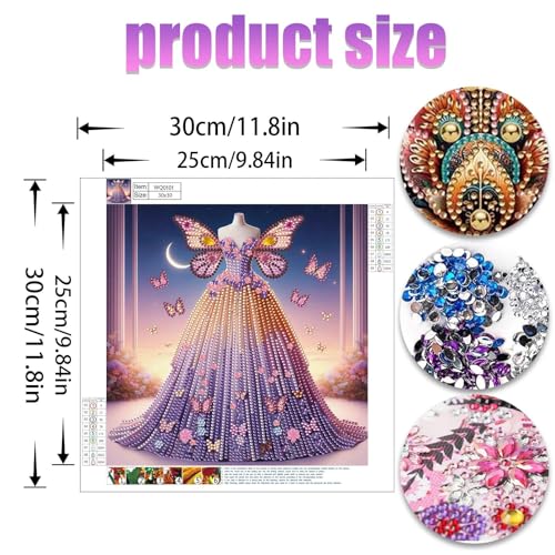 JATOK Diamond Art Kits for Adults, Princess Dress, Special-Shaped Gems - color: Emerald