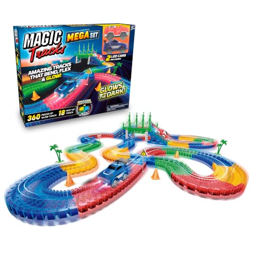 Magic Tracks Mega Set, Race Car Track Set for Kids with 2 Cars, Bendable Flexible Race Track for Kids Ages 4-8 | Playset with 2 Toy Cars & Accessories | Easy Snap Together