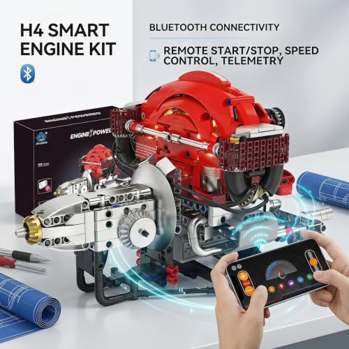 H4 Engine Model Kit, 868 Pieces, Motorized Working Engine