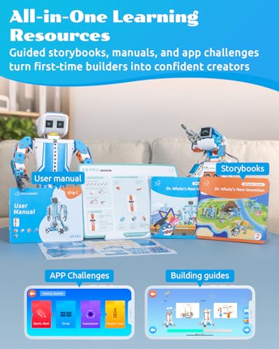 WhalesBot E9 Pro Robot Engineering Building Kit for Educators with 12 Servo Motor Joints, Learn Scratch & Python Programming, STEM Educational Science Kits for Teens Boys & Girls 12-18