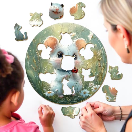 Animal Wooden Puzzles for Kids Ages 6-8 - Woodland Mouse - color: Woodland Mouse