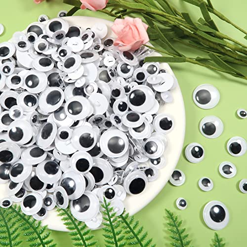 TOAOB 172pcs Sew On Googly Wiggle Eyes Buttons 8mm to 20mm Assorted Sizes Black Round Plastic Eyes for DIY Stuffed Animals Scrapbooking Sewing Crafts
