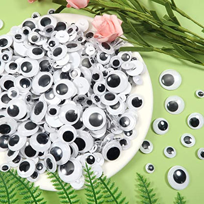 TOAOB 172pcs Sew On Googly Wiggle Eyes Buttons 8mm to 20mm Assorted Sizes Black Round Plastic Eyes for DIY Stuffed Animals Scrapbooking Sewing Crafts