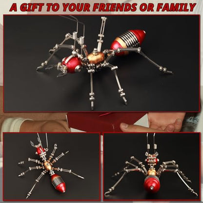 3D Metal Puzzles for Adults,3D Model Building Kit Mechanical Ant DIY 3D Puzzles Assembly Models for Family Time,Birthday Gifts, Red and Gold - color: Red and Gold