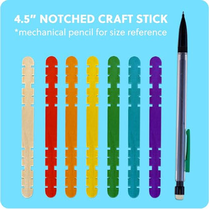 Notched Wood Craft Sticks, Rainbow, 1000 Pack, 4.5 Inch - color: Multi Color Pack
