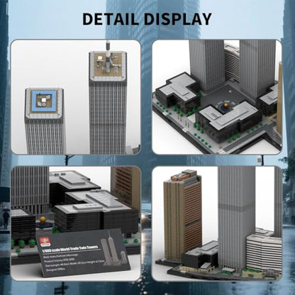 MOC-177998 World Trade Center Building Blocks Set, 1/800 World Famous Architecture Landmark NY City Skyline Construction Toy for Adults, Designed by bru_bri_mocs, 7121PCS