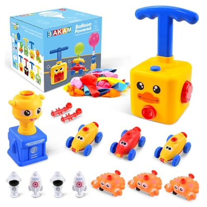 BAKAM Toddler Toys 3-4 for Boys Girls, Balloon Launcher & Powered Car Set, Fun Toddlers STEM Toy Balloon Pump Cars Racer Kit for Kids 3-5 (Duck) - color: Duck