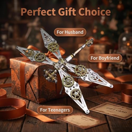 Steampunk Dragonfly 3D Metal Puzzle : 140+ Pcs 2-3 Hrs Screw Build Desktop Display Ornament DIY Assembly Gift for Father Men Teens Christmas & Birthday Gift(Dragonfly B) - style: Dragonfly B