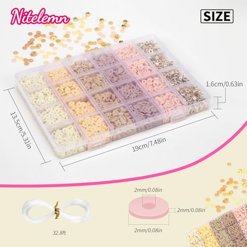 2370pcs Neutral Clay Beads for Bracelets Making - color: Neutral