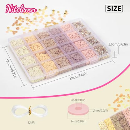 2370pcs Neutral Clay Beads for Bracelets Making - color: Neutral