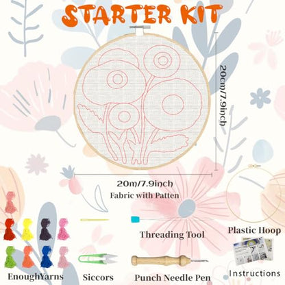 BEUNITONE 2PCS Bohemian Flower Punch Needle Kit for Adults Beginners - color: 06-Abstract Flower