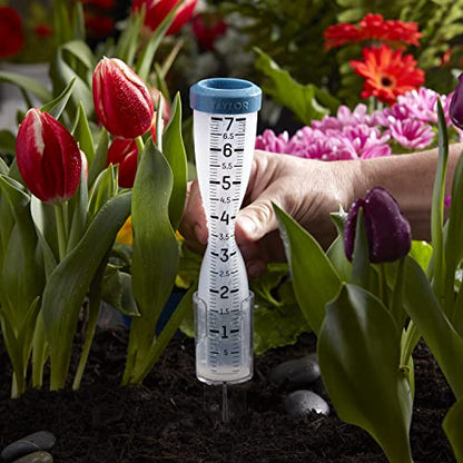 Taylor Freeze Proof Silicone Rain Gauge 7 Inch Capacity, Teal
