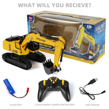 Remote Control Excavator for Boys with Sound & Lights for 40+ Mins Play