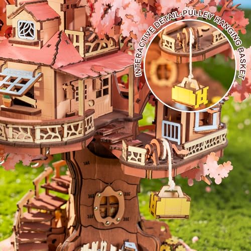 Rolife 3D Puzzles for Adults, Cherry Blossom Bonsai Tree Plants, Japanese Sakura Tree House Flowers Building Set for Adults for Table Toys & Home Decor, Creative Birthday Gift for Girls&Boys (535 PCS)