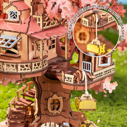 Rolife 3D Puzzles for Adults, Cherry Blossom Bonsai Tree Plants, Japanese Sakura Tree House Flowers Building Set for Adults for Table Toys & Home Decor, Creative Birthday Gift for Girls&Boys (535 PCS)